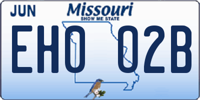 MO license plate EH0O2B