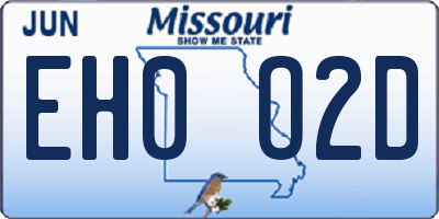 MO license plate EH0O2D