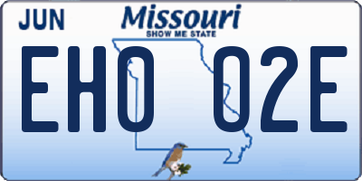 MO license plate EH0O2E
