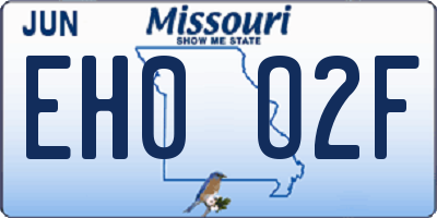 MO license plate EH0O2F