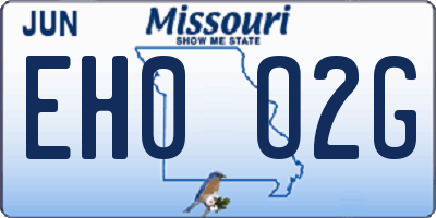 MO license plate EH0O2G