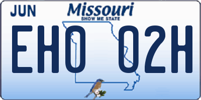 MO license plate EH0O2H