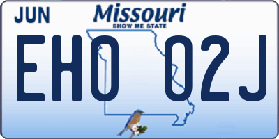MO license plate EH0O2J