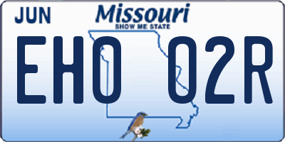MO license plate EH0O2R