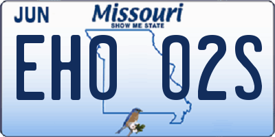 MO license plate EH0O2S
