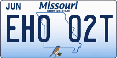 MO license plate EH0O2T