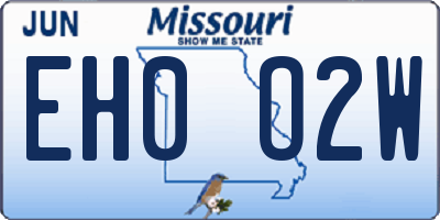 MO license plate EH0O2W