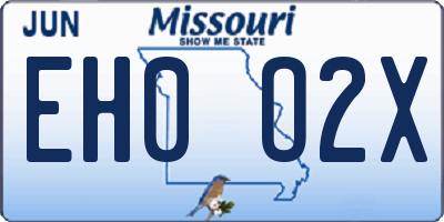 MO license plate EH0O2X