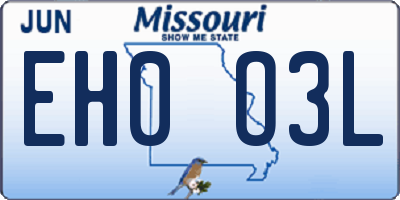 MO license plate EH0O3L