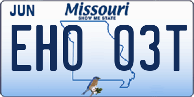 MO license plate EH0O3T