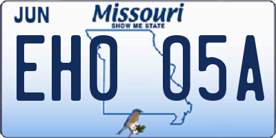 MO license plate EH0O5A