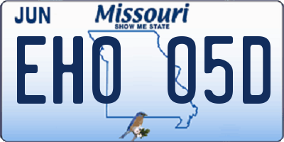 MO license plate EH0O5D