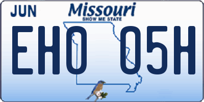 MO license plate EH0O5H