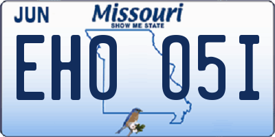 MO license plate EH0O5I