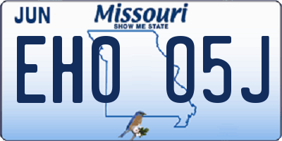 MO license plate EH0O5J