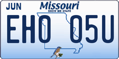 MO license plate EH0O5U