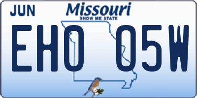 MO license plate EH0O5W