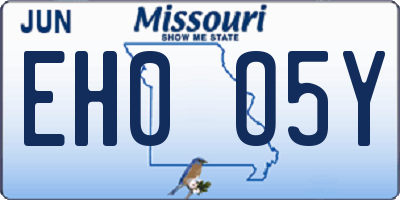 MO license plate EH0O5Y