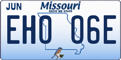 MO license plate EH0O6E