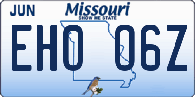 MO license plate EH0O6Z