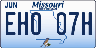 MO license plate EH0O7H