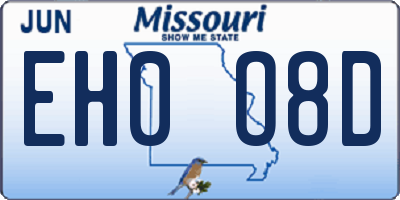 MO license plate EH0O8D
