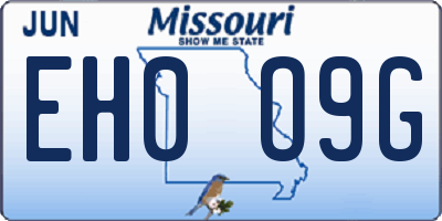 MO license plate EH0O9G