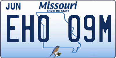 MO license plate EH0O9M