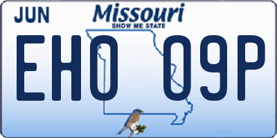MO license plate EH0O9P