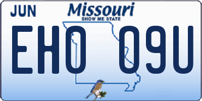 MO license plate EH0O9U