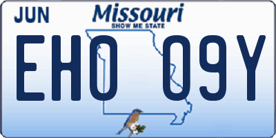 MO license plate EH0O9Y