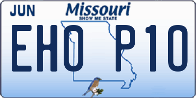 MO license plate EH0P1O