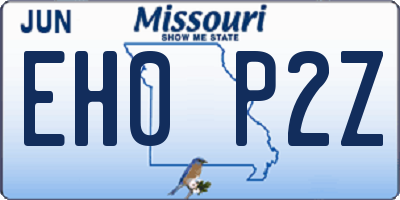 MO license plate EH0P2Z