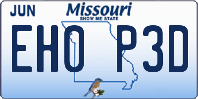MO license plate EH0P3D