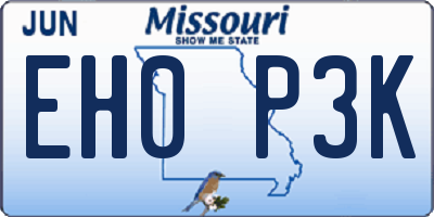 MO license plate EH0P3K