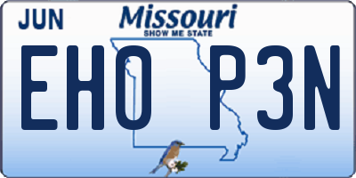 MO license plate EH0P3N