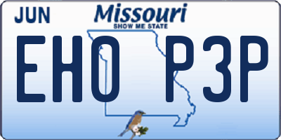 MO license plate EH0P3P