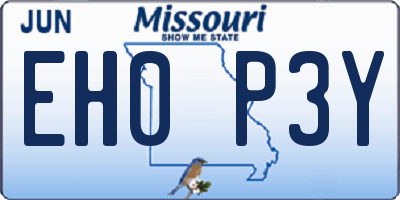 MO license plate EH0P3Y