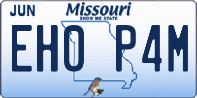 MO license plate EH0P4M