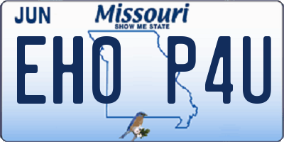 MO license plate EH0P4U