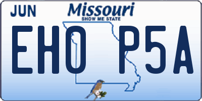 MO license plate EH0P5A