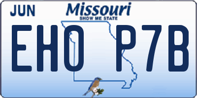 MO license plate EH0P7B