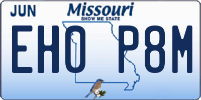 MO license plate EH0P8M