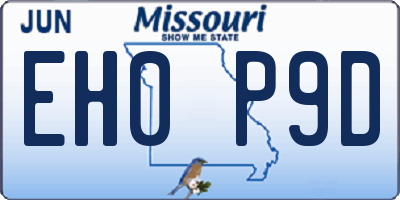 MO license plate EH0P9D