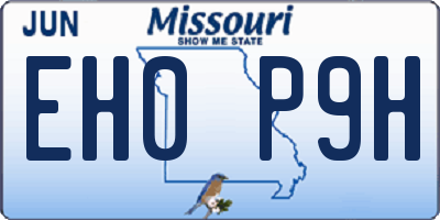 MO license plate EH0P9H