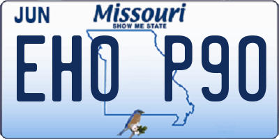 MO license plate EH0P9O
