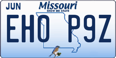 MO license plate EH0P9Z