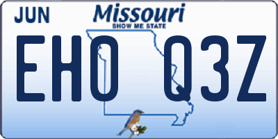 MO license plate EH0Q3Z