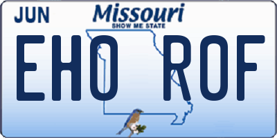 MO license plate EH0R0F