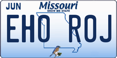 MO license plate EH0R0J